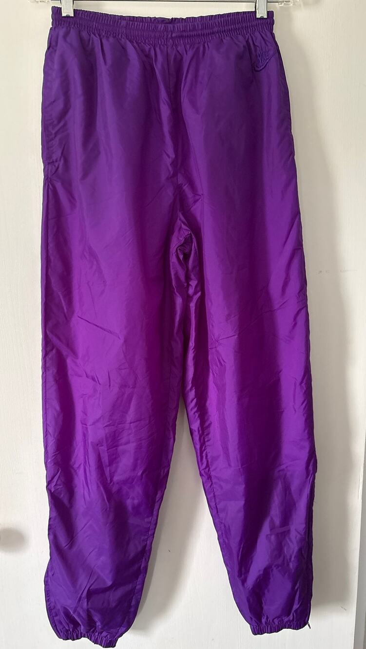 Nike Vintage 90s Windbreaker Track Pants Lined Zipper Ankles Size Large Purple